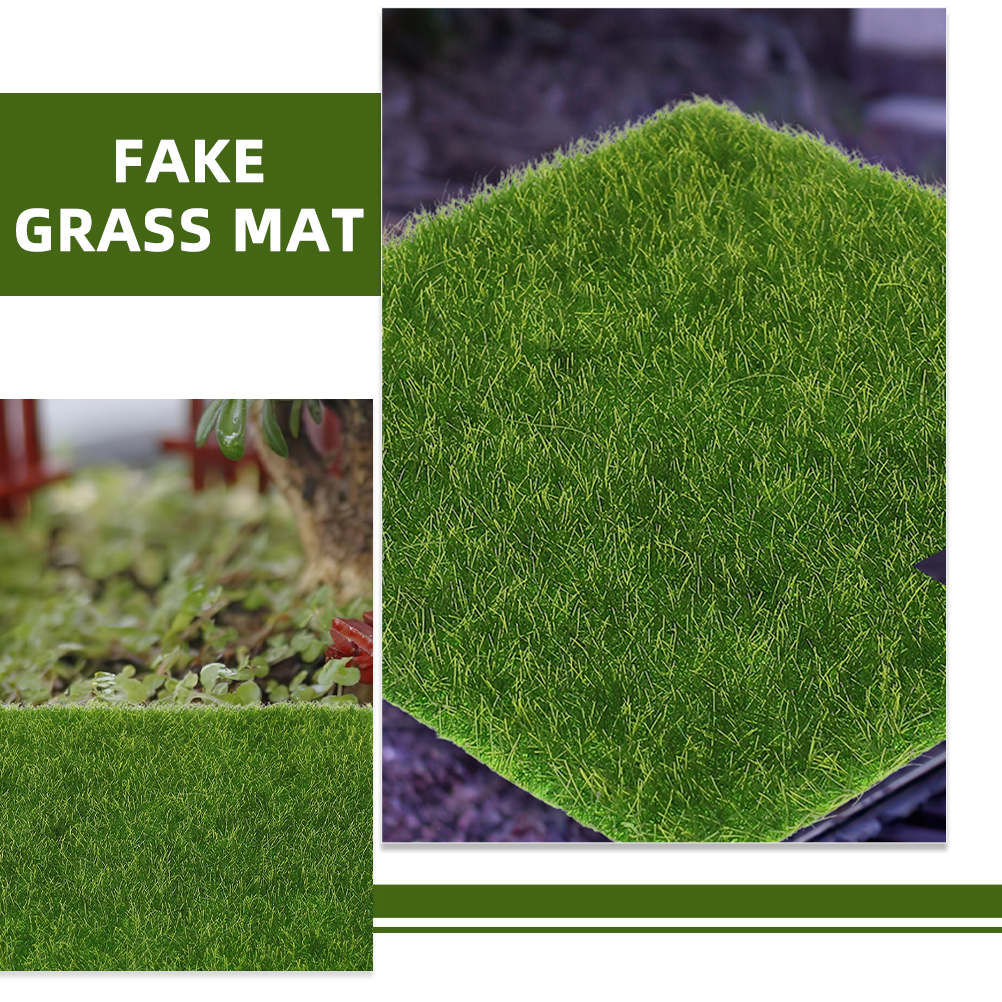 Bonsai Garden For Home - 10 Pcs Artificial Grass Mat 15cmx15cm