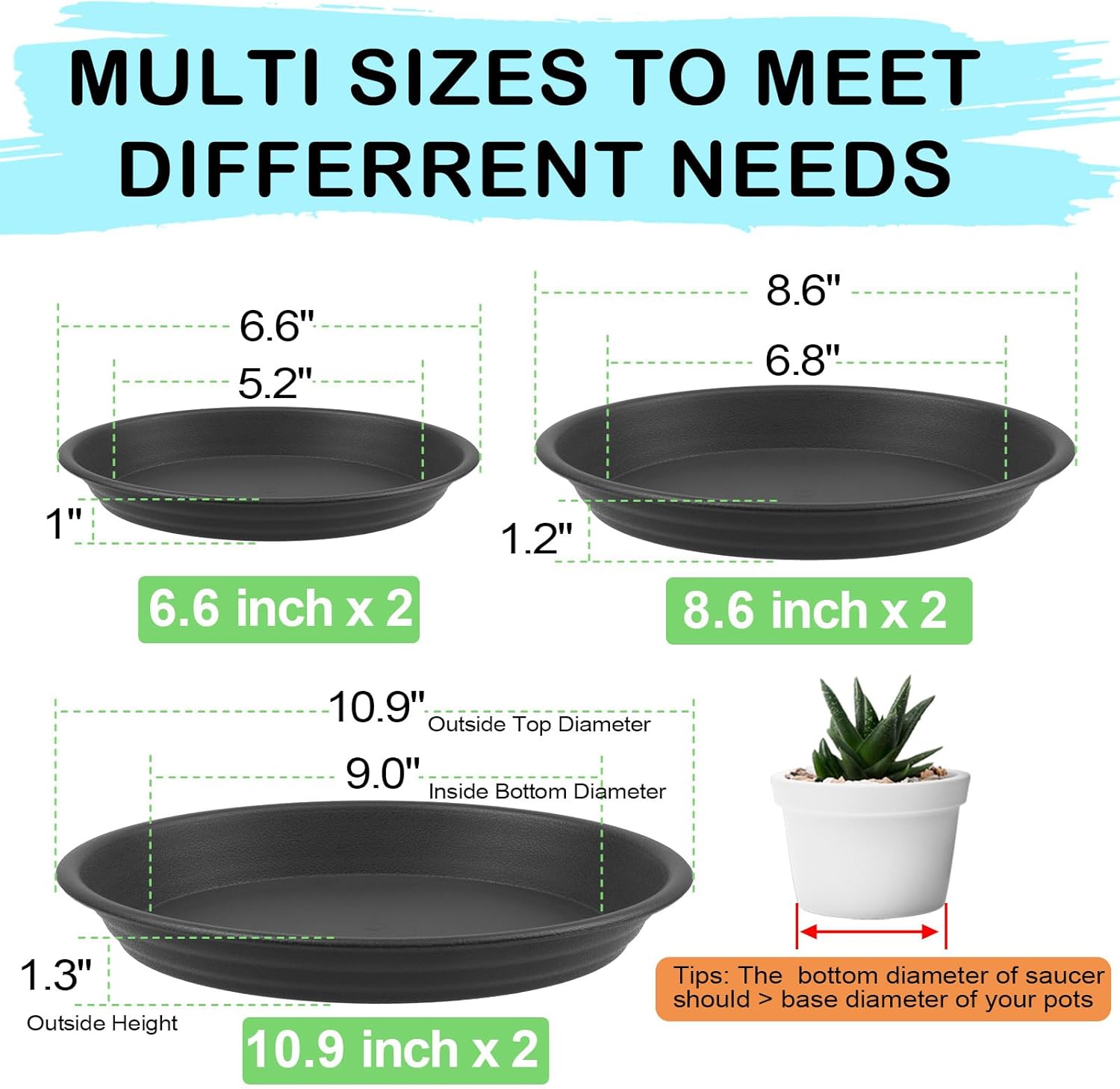 6 Pcs Plastic Plant Saucers, A - Drip Tray Saucer บทวิจารณ์และราคา