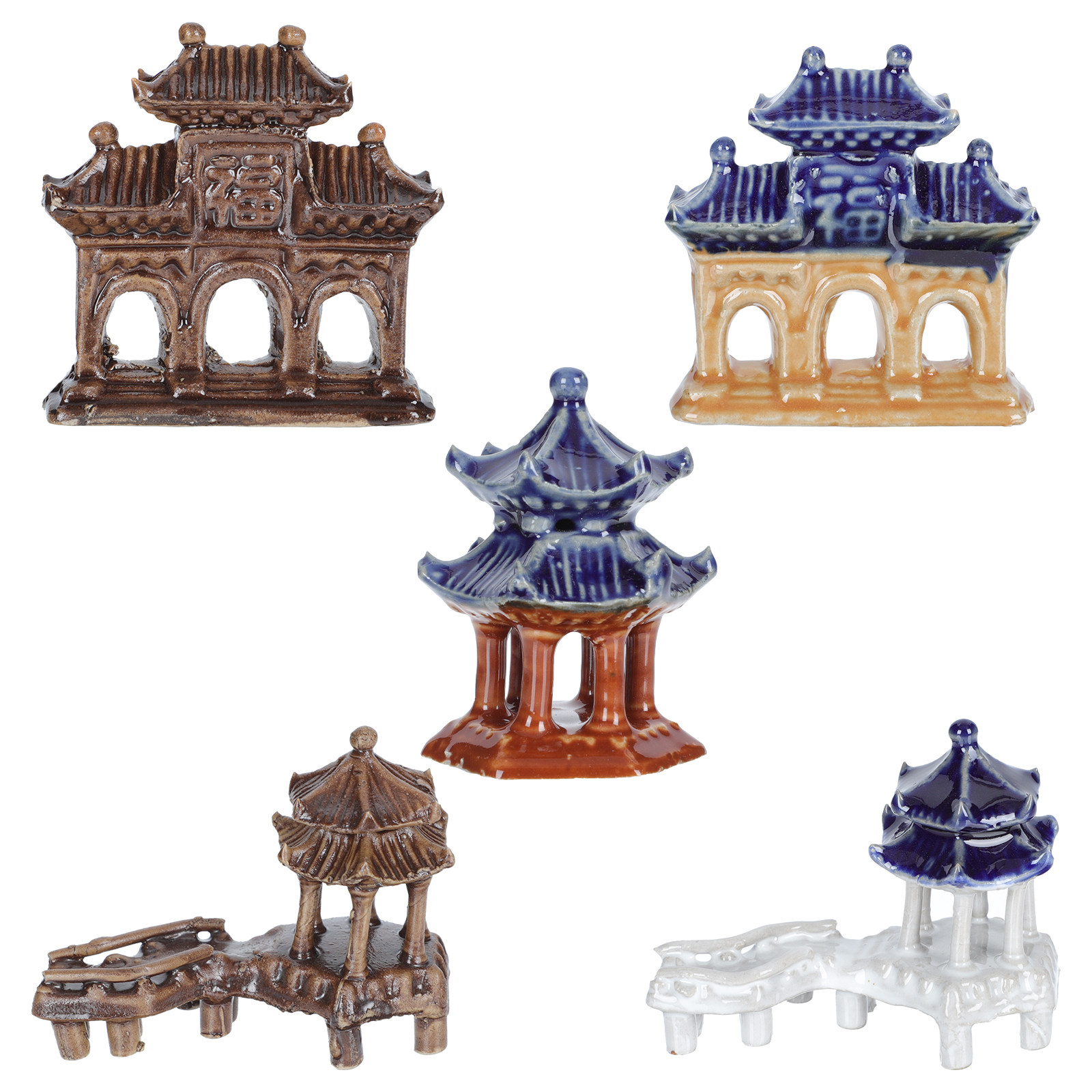 5Pcs Ceramic Pavilion Shape Or - Bonsai Garden For Home บทวิจารณ์และราคา