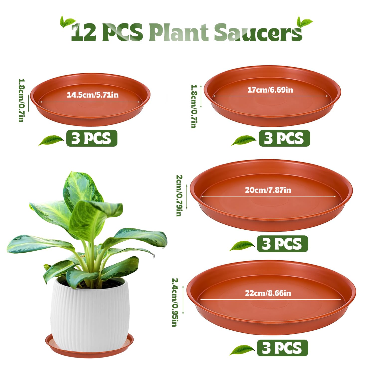 12 Pack Plant Pot Saucers – 4  - Drip Tray Saucer บทวิจารณ์และราคา