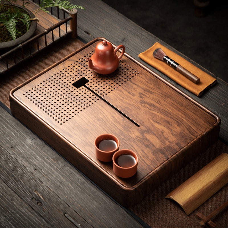 Rectangular Bamboo Tea Tray wi - Drip Tray Saucer บทวิจารณ์และราคา