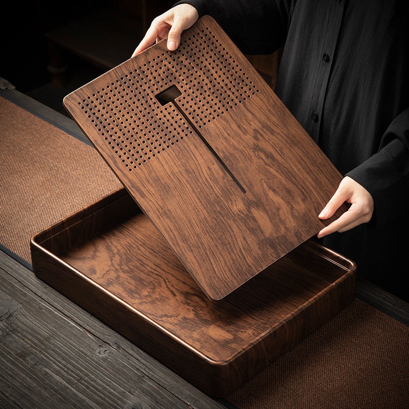 Rectangular Bamboo Tea Tray wi - Drip Tray Saucer บทวิจารณ์และราคา