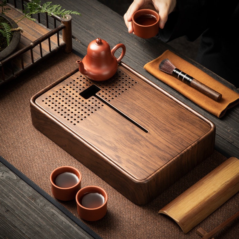 Rectangular Bamboo Tea Tray wi - Drip Tray Saucer บทวิจารณ์และราคา