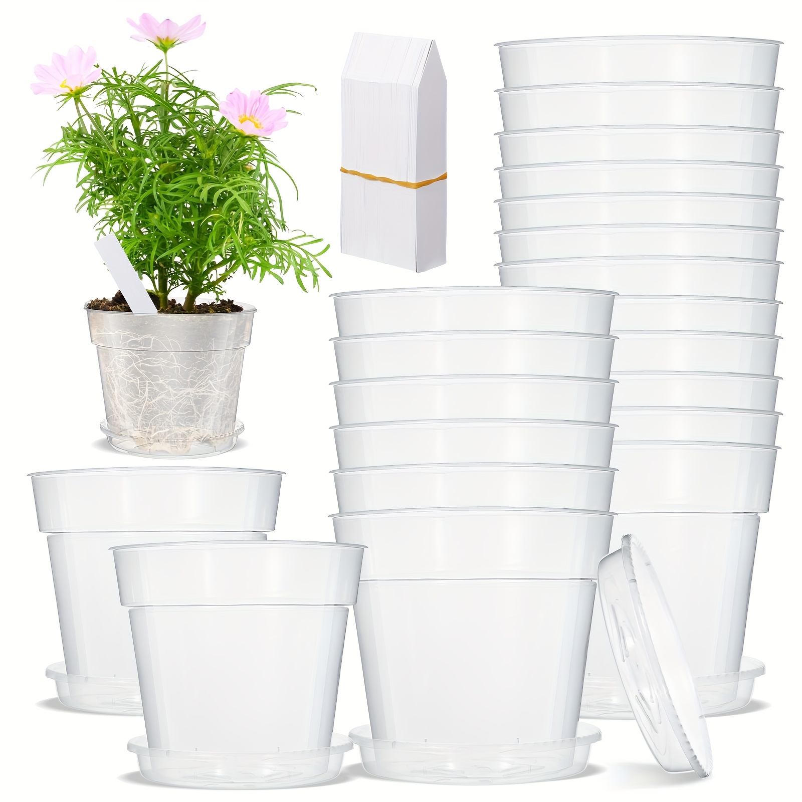 10pcs 9 Inch Clear Nursery Pot - Drip Tray Saucer บทวิจารณ์และราคา