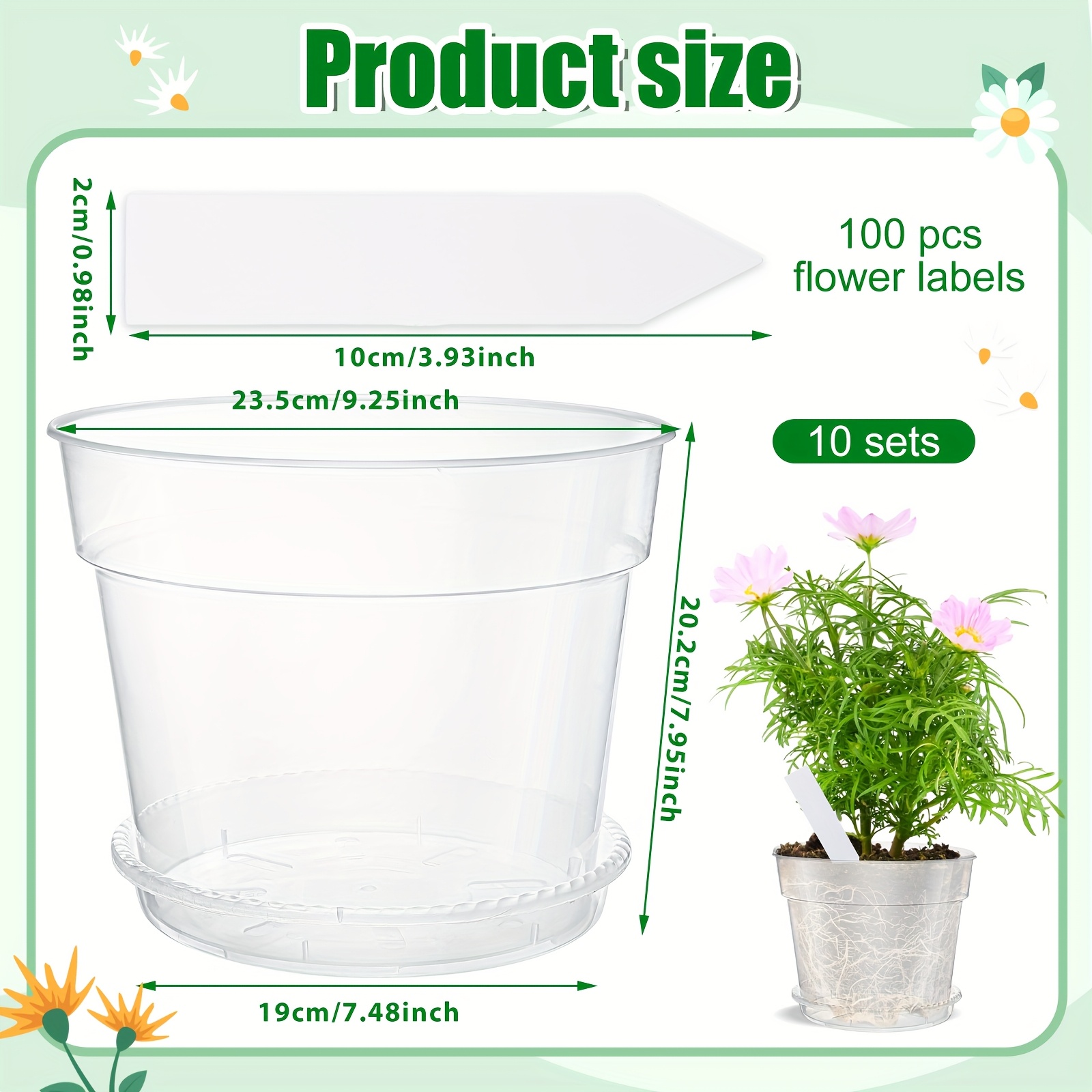 10pcs 9 Inch Clear Nursery Pot - Drip Tray Saucer บทวิจารณ์และราคา