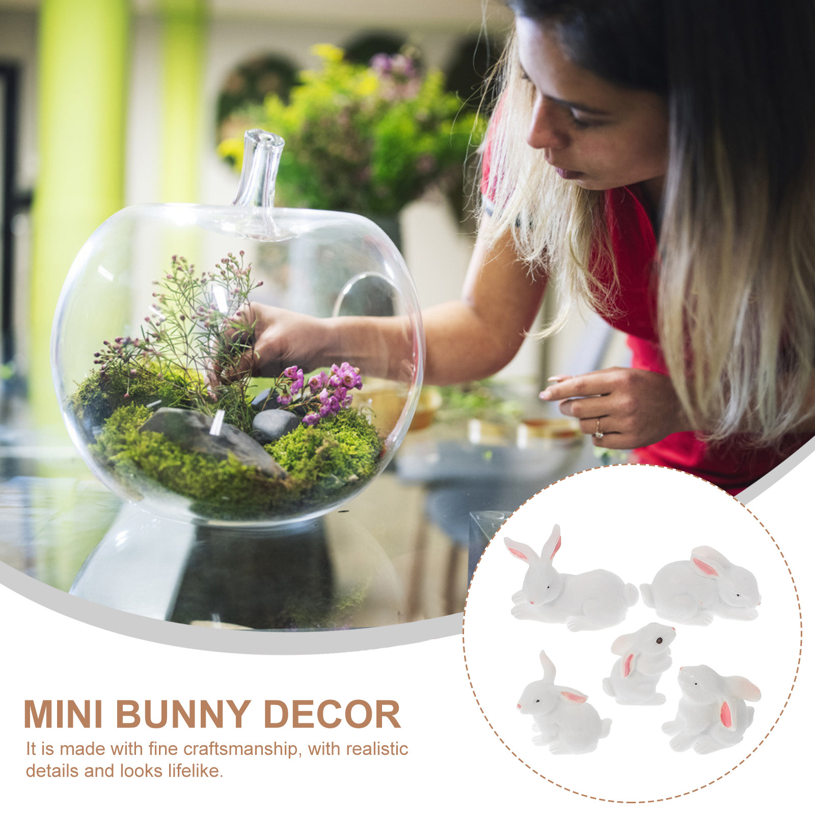 12Pcs Mini Resin Bunny Decor L - Bonsai Garden Plants บทวิจารณ์และราคา