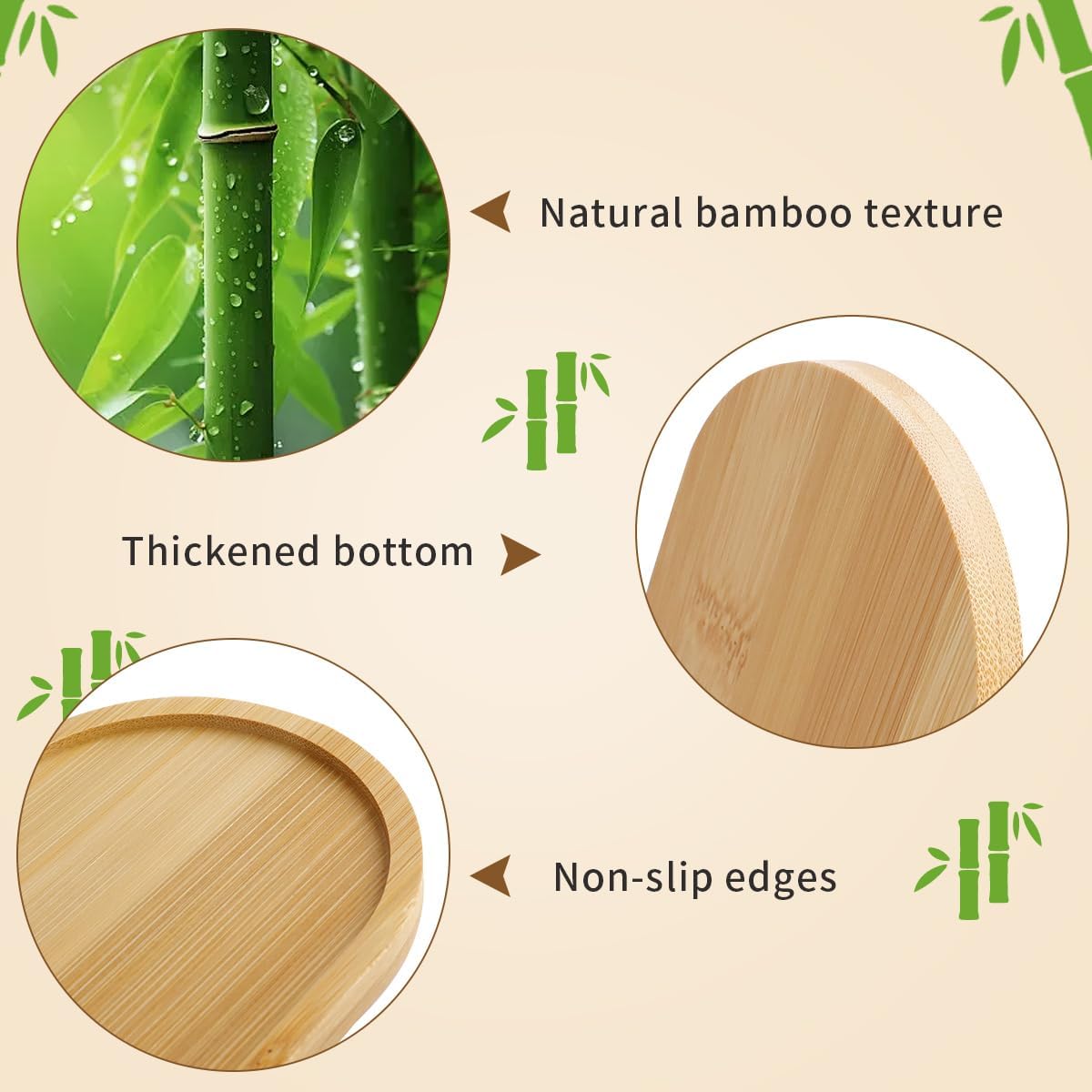 4pcs Bamboo Plant Saucer Oval  - Drip Tray Saucer บทวิจารณ์และราคา